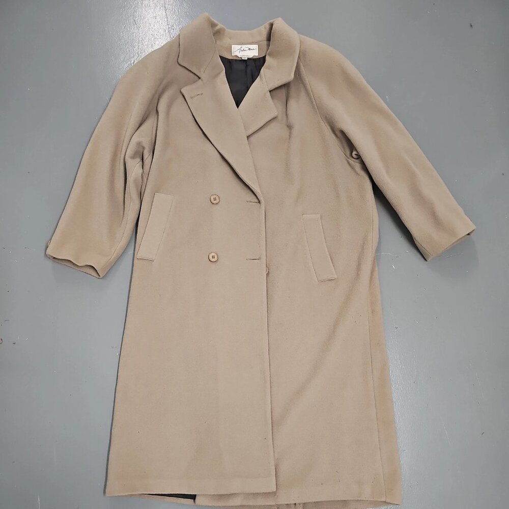 Vintage Andrea Marin New York Wool Coat Women's Size 24 Beige Long Trench